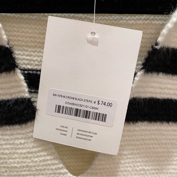 NWT Oak + Fort Cropped Knit Striped Polo - Picture 3 of 5